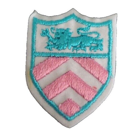 Other - Coat of Arms Patch with Lion and Stripes Light Blue and Pink 2 Inch x 2.5 Inch